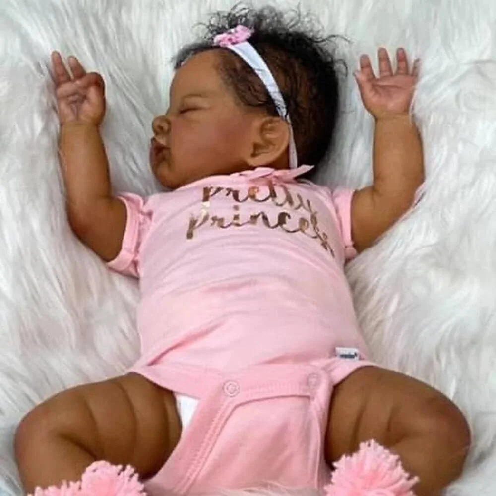 19Inch Realistic Soft Cloth Body Baby Doll African American Contemporary Doll